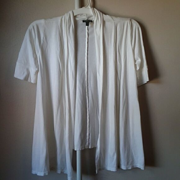 EXPRESS WHITE OPEN FRONT DRAPED LIGHTWEIGHT COTTON/MODAL CARDIGAN  X-SMALL - Picture 1 of 7